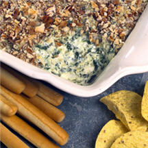 Pecan-Crusted Spinach Artichoke Dip