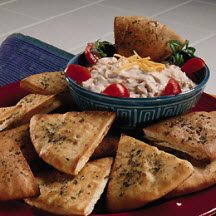 Spicy Cheese and Vegetable Dip with Pita Triangles