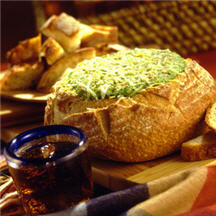 Warm Spinach Dip in Bread Bowl