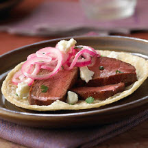 Adobo Beef Tacos with Pickled Red Onions