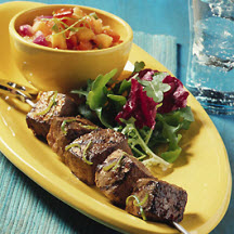 Beef Kabobs with Grilled Pineapple Salsa