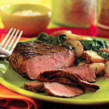 Chili-Marinated Steaks with Cilantro Cream