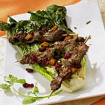 Cran-ango Beef Yakitori with Grilled Romaine Halves