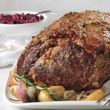 Dijon and Herb Rubbed Beef Roast with Cranberry Sauce