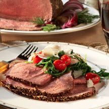 Fennel-Crusted Beef Roast with White Beans, Tomatoes and Arugula