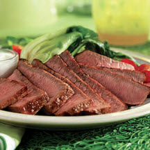 Grilled Eye Round Steaks with Wasabi-Yogurt Cream