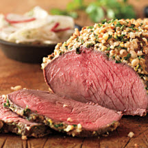 Nut-Crusted Top Sirloin Roast with Fennel-Radish Salad