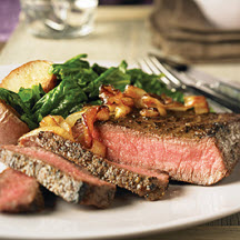 Peppered Steaks with Caramelized Onions