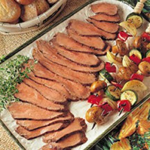 Peppery Beef Tri-Tip Roast with Skewered Vegetables