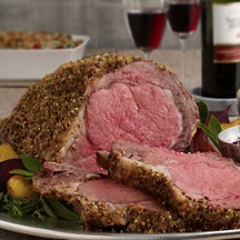 Pistachio-Crusted Beef Rib Roast with Holiday Wine Sauce