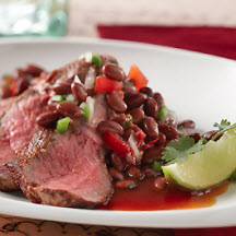 Sirloin Steak with Black Soybean Salsa and Miso Orange Sauce