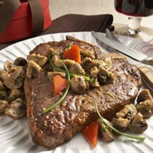 T-Bone with Parmesan-Dusted Mushrooms