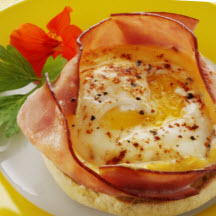 Baked Eggs with Ham and Cheese