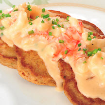 Rock Shrimp Sauce with Jalape&ntilde;o Hoe Cakes