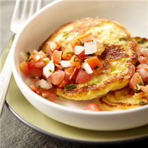 View the recipe for Savory Corn Pancakes. Savory Corn Pancakes