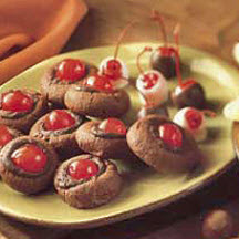 Maraschino Chocolate Thumbprint Cookies