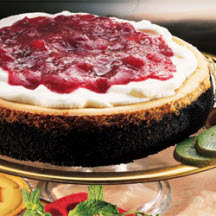 Chocolate Espresso Cheesecake with Cranberry Topping