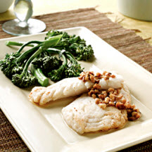 Alaska Pollock with Spicy Lemon-Walnut Butter Sauce