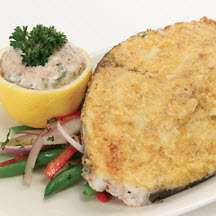 View recipe for Cornmeal Crusted Mackerel Steaks with Spicy Yogurt Sauce and Snap Bean Salad. Cornmeal Crusted Mackerel Steaks with Spicy Yogurt Sauce and Snap Bean Salad