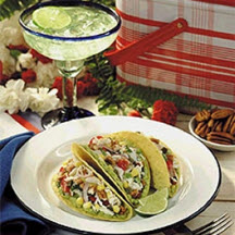 Crab Tacos with Corn, Pecans, and Avocados