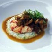 Creamy Grits with Lobster, Roasted Tomatoes and Wild Mushroom Stew