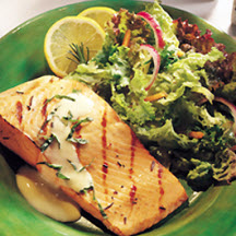 Grilled Alaska Salmon with Basil and Hollandaise