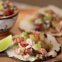 Grilled Salmon Tacos with Grape Pico de Gallo
