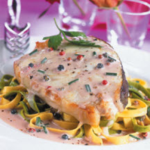 Halibut Steaks with Champagne and Peppercorn Sauce