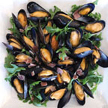 Mussels with Greens and Blue Cheese