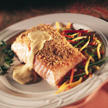Salmon with Wisconsin Parmesan Horseradish Crust and Dijon Cream