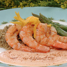Spiced Shrimp with Mango Curry Cream
