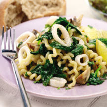 Squid with Spinach and Mushrooms