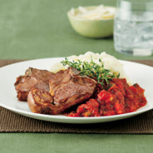Grilled Loin Chops with Eggplant Parmigiana