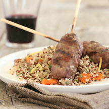 Ground American Lamb Kebabs with Dried Fruit-Mint Quinoa "Couscous"