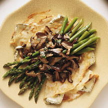Crêpes with Wild Mushrooms, Asparagus and Brie