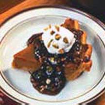 Pumpkin Pie with Pistachio Praline Sauce