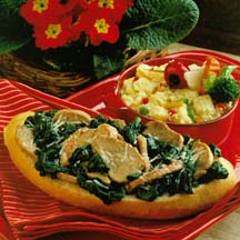 Florentine Pork in French Bread Boats