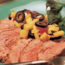 Grilled Adobo Pork with Mango Olive Salsa
