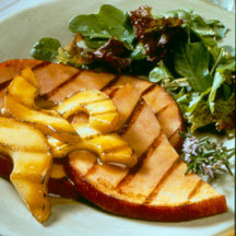 Grilled Pears and Ham with Maple Glaze