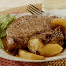 Thick Pork Chops with Spiced Apples and Raisins