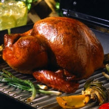 Grilled Whole Turkey with Molasses Barbecue Sauce