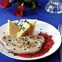Seared Turkey Breast with Polenta and Roasted Red Pepper Sauce