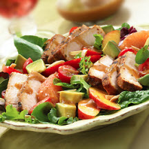 BBQ Pork Salad with Summer Fruits and Honey Balsamic Vinaigrette