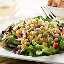 Edamame Corn Salad on Top of Lettuce