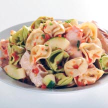 Fire Roasted Tomato Cheese Tortellini Salad with Chicken