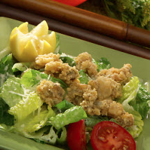 Fried Oysters on Caesar Salad