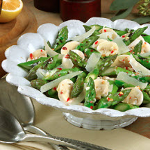 Grilled California Asparagus and Mushroom Salad with Shaved Parmesan Cheese