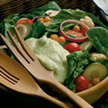 Hearty Vegetable Salad with Avocado Yogurt Dressing