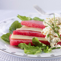 Watermelon Fans and Curried Crab Salad