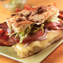 Bacon and Brie Cheese Panini with Avocado Mayo and Yam Fries
